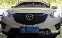 马自达CX-5 大灯改装Q5小糸双光透镜、欧司朗CBI D3S灯泡、华科安定器、光导天使眼