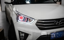 现代ix25 车灯改装美标Q5双光透镜氙气灯、天使眼、恶魔眼、泪眼