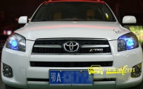 丰田RAV4 改装原装Q5小糸双光透镜、全新飞利浦D1S灯泡、华科安定器、蓝色恶魔眼、熏黑