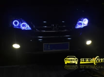 本田CRV 改装Q5透镜4300K欧司朗灯泡蓝色天使眼黄金眼雾灯