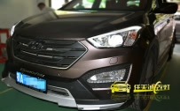 现代全新胜达 大灯改装海拉5透镜、欧司朗CBI灯泡、欧司朗安定器、方形天使眼、恶魔眼