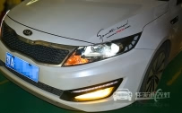 起亚K5 大灯改装全新海拉5双光透镜、飞利浦新款85415XVC1 4800K氙气灯泡、小糸安定器