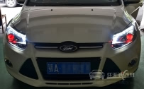 福特新福克斯 车灯改装ST日行灯眉大灯内芯、原厂Q5透镜、欧司朗CBI 5500K灯泡、恶魔眼