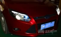 福特福克斯 大灯改装ST日行灯大灯内芯、原厂Q5双光透镜、欧司朗CBI灯泡、欧司朗安定器